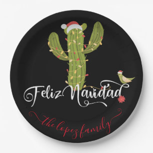 Feliz Navidad Christmas Cactus Party Pappteller