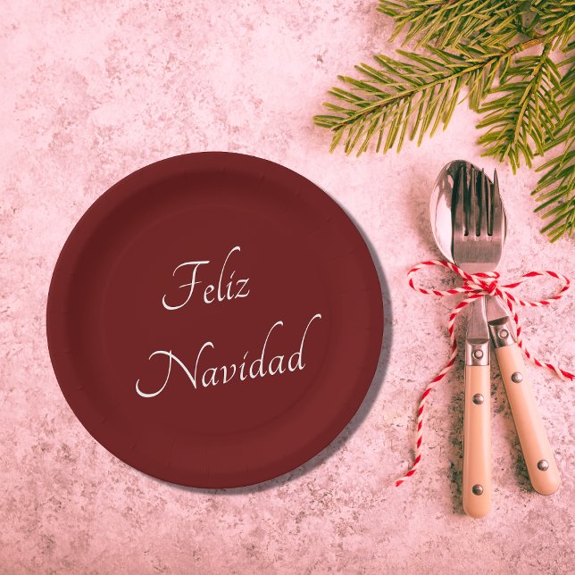 Feliz Navidad Christmas Fiesta Red Pappteller (Von Creator hochgeladen)