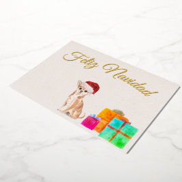 Feliz Navidad Christmas Gold Chihuahua Dog Folien Feiertagskarte