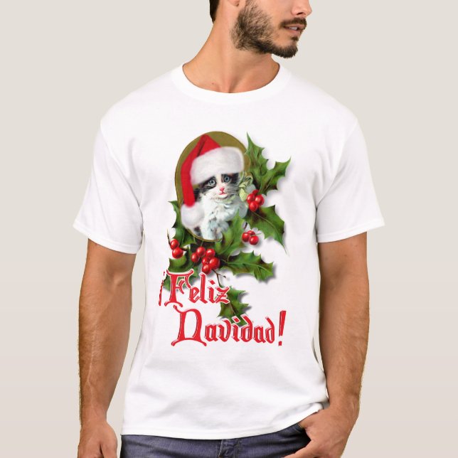 Feliz Navidad - Christmas Kitten T-Shirt (Vorderseite)