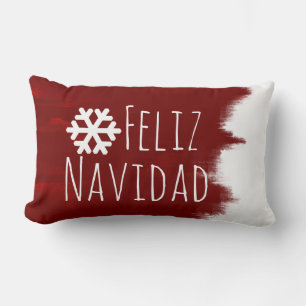 Feliz Navidad Christmas Snowflake Red Paint Stroke Lendenkissen