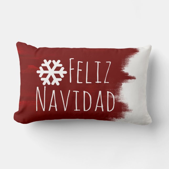 Feliz Navidad Christmas Snowflake Red Paint Stroke Lendenkissen (Vorderseite)