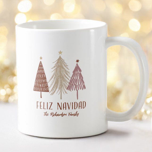 Feliz Navidad Christmas Tree Kaffeetasse (Feliz Navidad Christmas Tree Holiday Elegant Coffee Mug)