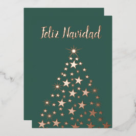 Feliz Navidad Christmas Tree Rose Gold Folien Feiertagskarte