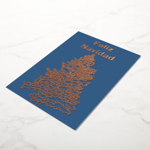Feliz Navidad Christmas Tree Rose Gold Folien Feiertagskarte