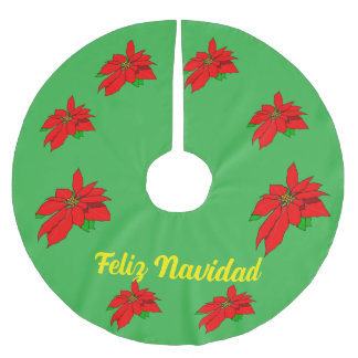 Feliz Navidad Christmas Tree Skirt Polyester Weihnachtsbaumdecke