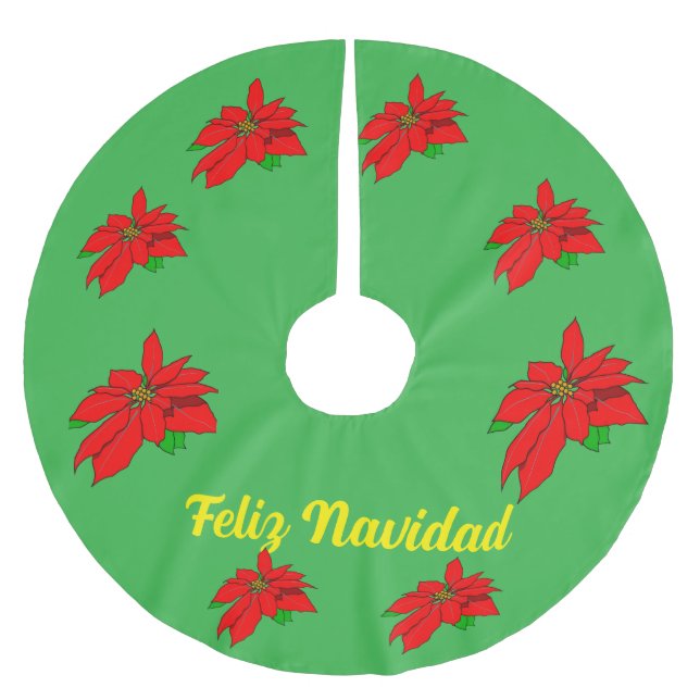 Feliz Navidad Christmas Tree Skirt Polyester Weihnachtsbaumdecke (Vorderseite)