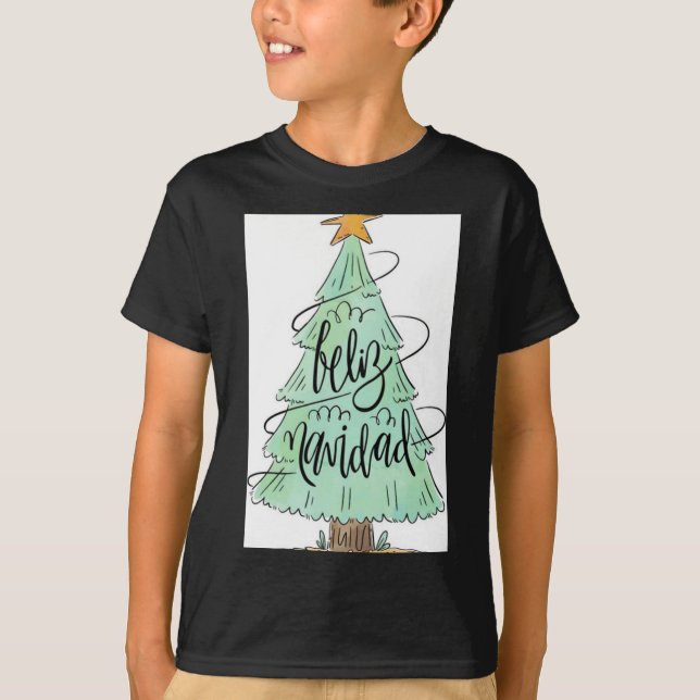 Feliz Navidad Christmas Tree T Shirt  (Vorderseite)