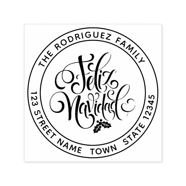 Feliz Navidad Circular Address Permastempel (Design)