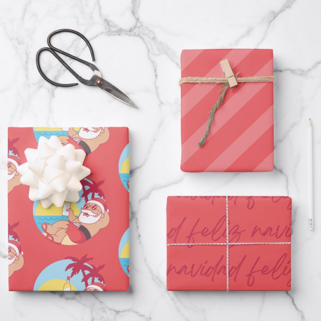 Feliz Navidad Coquito Santa Geschenkpapier Set (Vorderseite)