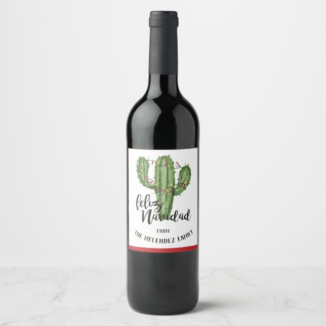 Feliz Navidad Custom Christmas Bottle Label Weinetikett (Vorderseite)