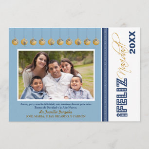 Feliz Navidad Custom Family Holiday Card (blau) Einladung