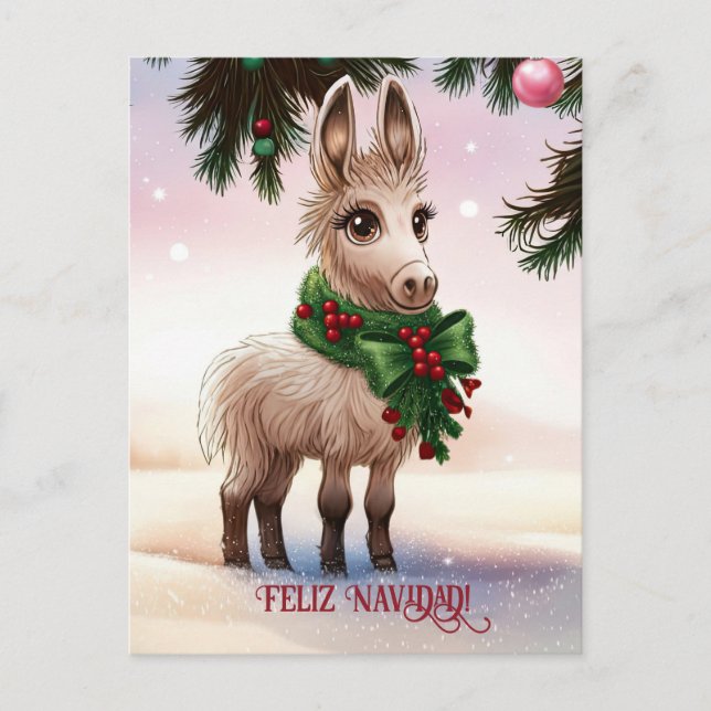Feliz Navidad Donkey Weihnachtsreise Postkarte (Vorderseite)