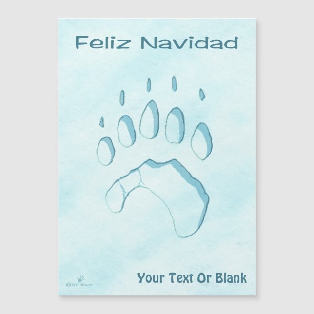 Feliz Navidad - Druck auf dem Polar Bear Paw Magnetkarte (Vorderseite)