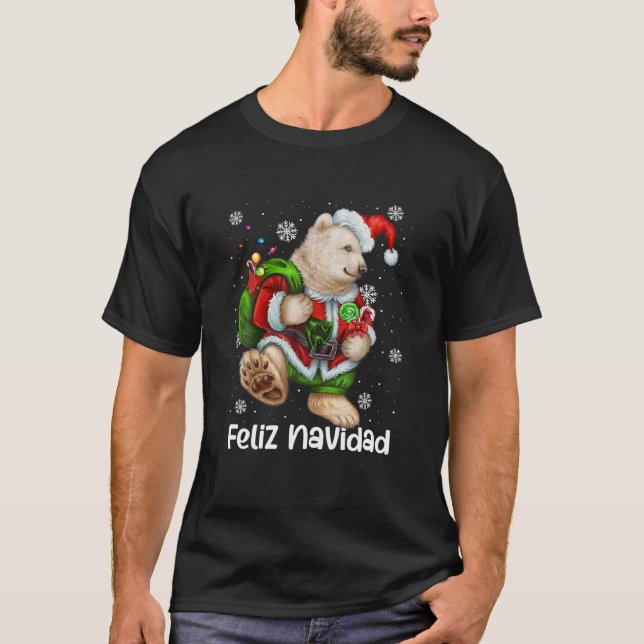 Feliz Navidad - Eisbär Weihnachten Niedlicher Weih T-Shirt (Vorderseite)