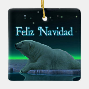 Feliz Navidad - Eiskantenpolarbär Keramikornament