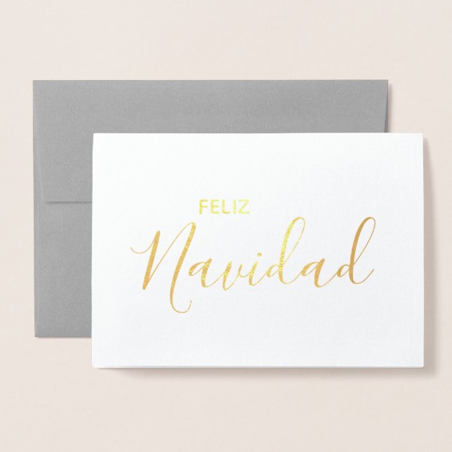 Feliz Navidad Elegant Spanisch Frohe Weihnachten Folienkarte (Vorderseite mit Umschlag)