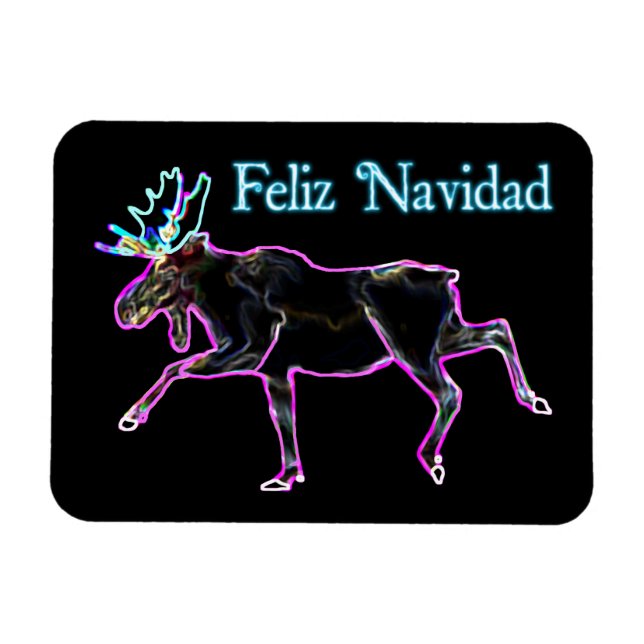Feliz Navidad - Elektrischer Elch Magnet (Horizontal)