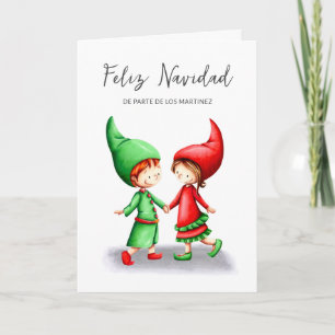 Feliz Navidad Elves Spanische Weihnachtskarte Karte
