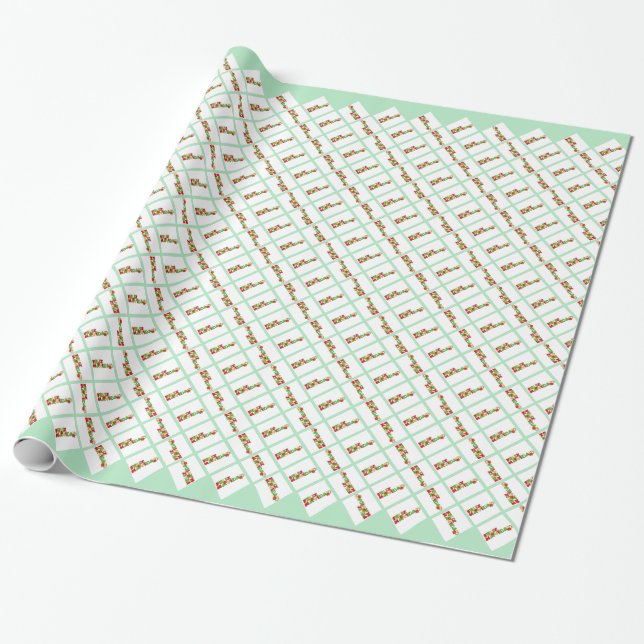 Feliz Navidad farbenfrohe Weihnachten Geschenkpapier (Ungerollt)
