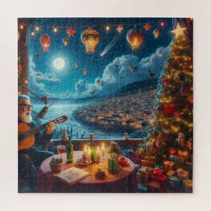 Feliz Navidad Festive Guitar Player Küstenstadt Puzzle