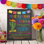 Feliz navidad Fiesta Cactus on Chalkboard Einladung<br><div class="desc">Ole',  Feiern Sie den Weihnachtsstil mit dieser farbenfrohen und lustigen Feliz Navidad Weihnachts-Einladung mit einem Kakteen dekoriert mit Weihnachtsbeleuchtung und Sombrero. Verfügt über ein farbenprächtiges Banner Papel Picado vor einem Kreideboden. Handgezeichnete Abbildung von McBooboos</div>