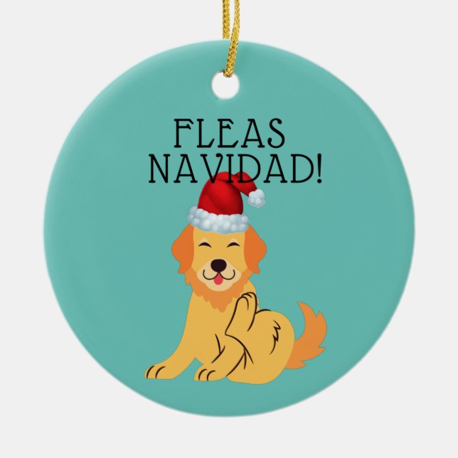 Feliz Navidad "Fleas Navidad" Niedliches Sonnenmus Keramik Ornament (Vorne)