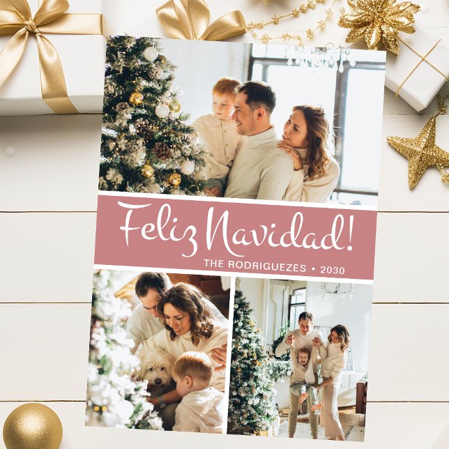 Feliz Navidad Foto Collage Feiertagskarte (Von Creator hochgeladen)