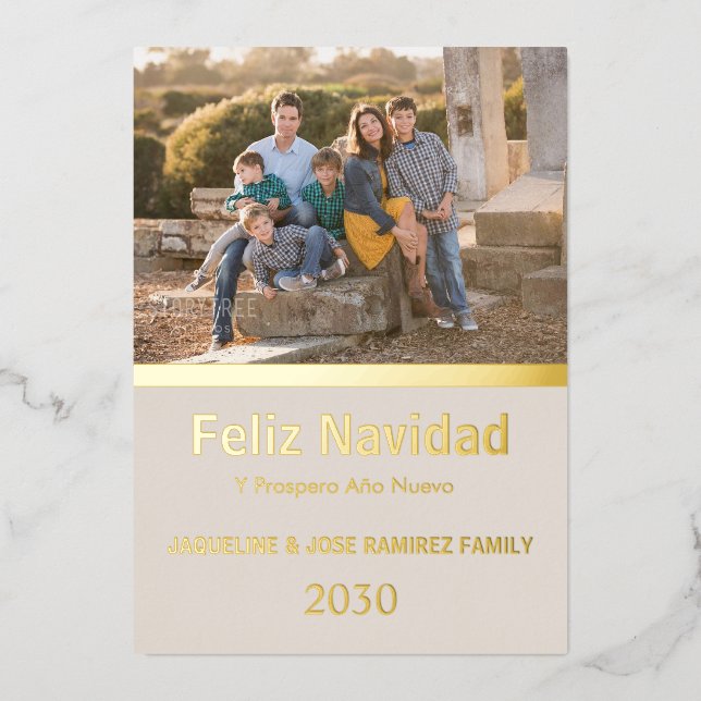 Feliz Navidad Foto Folien Feiertagskarte (Vorderseite)