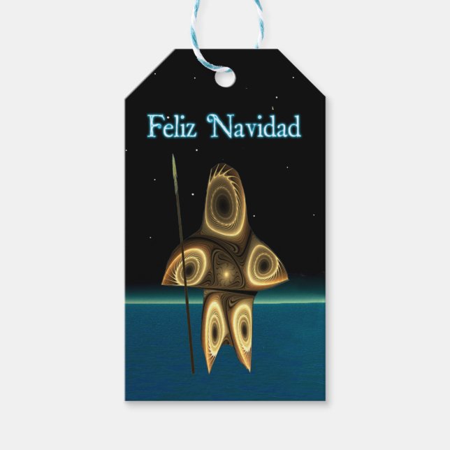 Feliz Navidad - Fraktal Inuit Hunter Geschenkanhänger (Vorderseite)