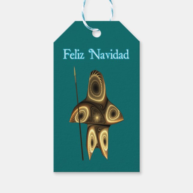 Feliz Navidad - Fraktal Inuit Hunter Geschenkanhänger (Vorderseite)