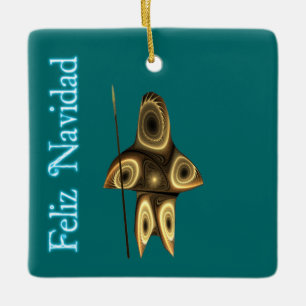 Feliz Navidad - Fraktal Inuit Hunter Keramikornament