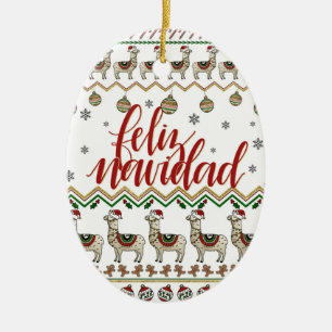 Feliz Navidad / Frohe Weihnachtsverzierung Keramik Ornament