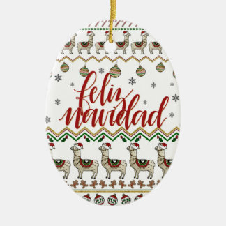 Feliz Navidad / Frohe Weihnachtsverzierung Keramik Ornament