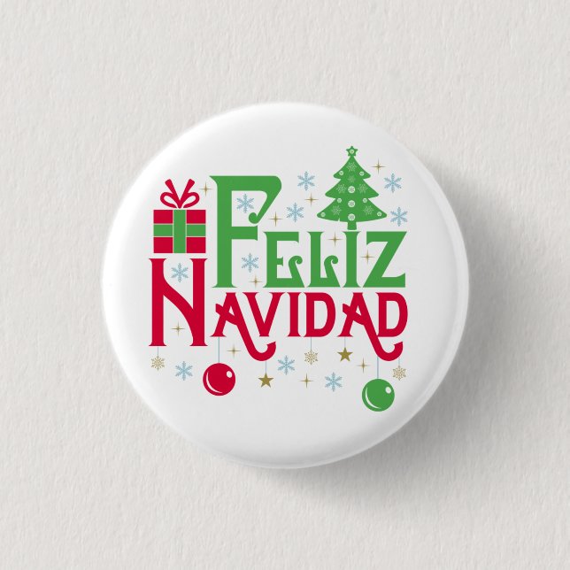 Feliz Navidad Frory Christmas Happy Weihnachten Button (Vorderseite)