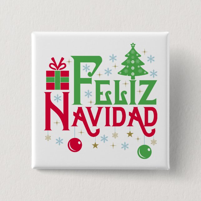 Feliz Navidad Frory Christmas Happy Weihnachten Button (Vorderseite)