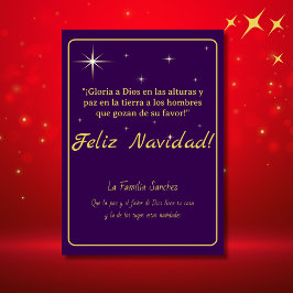 Feliz Navidad Golden & Lila Luke 2:14 Verse Feiertagskarte