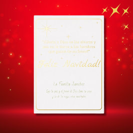 Feliz Navidad Golden & White Luke 2:14 Verse Folien Feiertagskarte