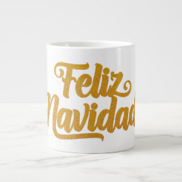 "Feliz Navidad" Goldener Schriftzug Spanisch Jumbo-Tasse