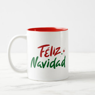 Feliz Navidad Hand Lettered  Zweifarbige Tasse