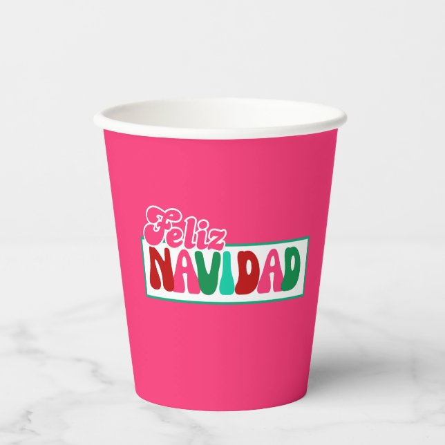Feliz Navidad - Hellrosa Pappbecher (Vorderseite)