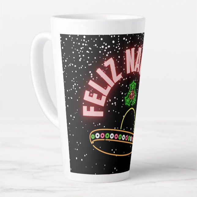 Feliz Navidad Holiday Neon Milchtasse (Linke Ecke)