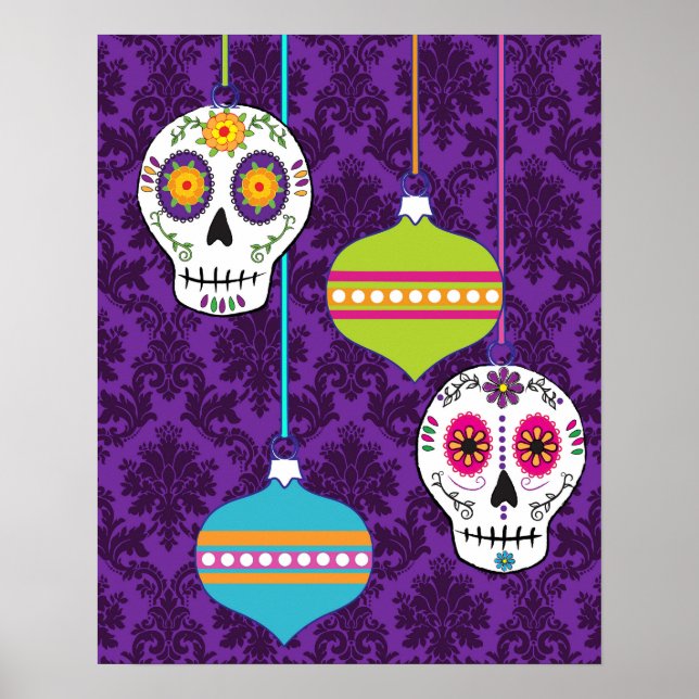 Feliz Navidad Holiday Sugar Skull Poster/Print Poster (Vorne)