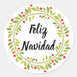 Feliz Navidad Holiday Wreath Weihnachten Runder Aufkleber