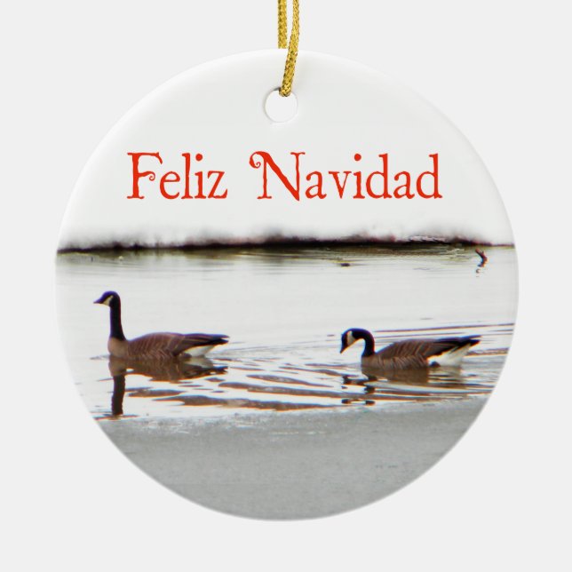 Feliz Navidad - Honkers - kanadisches Geese Keramik Ornament (Vorne)