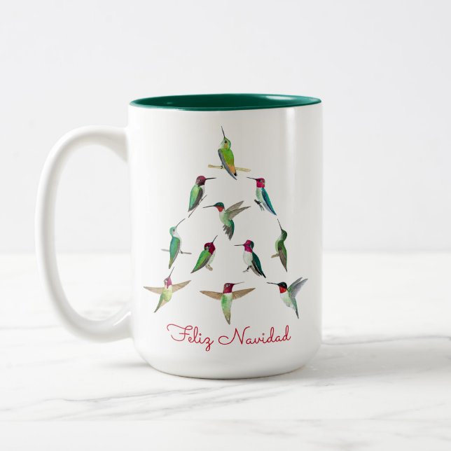Feliz Navidad Hummingbird Zweifarbige Tasse (Links)
