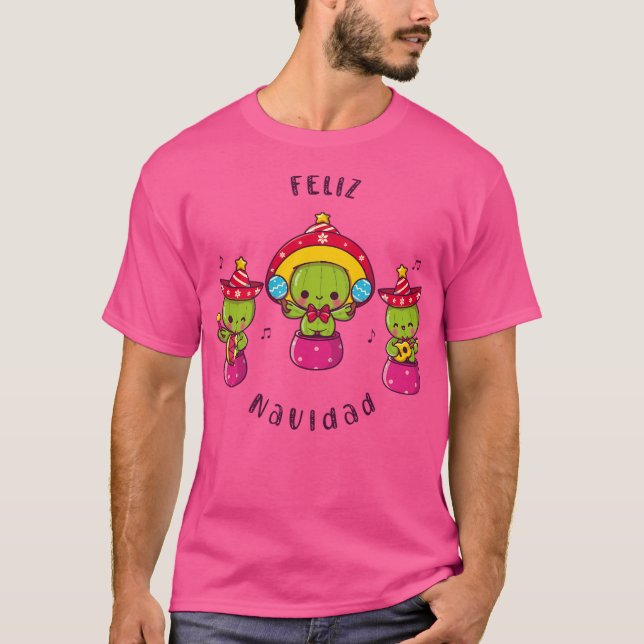 Feliz Navidad Kawaii Cactus T-Shirt (Vorderseite)