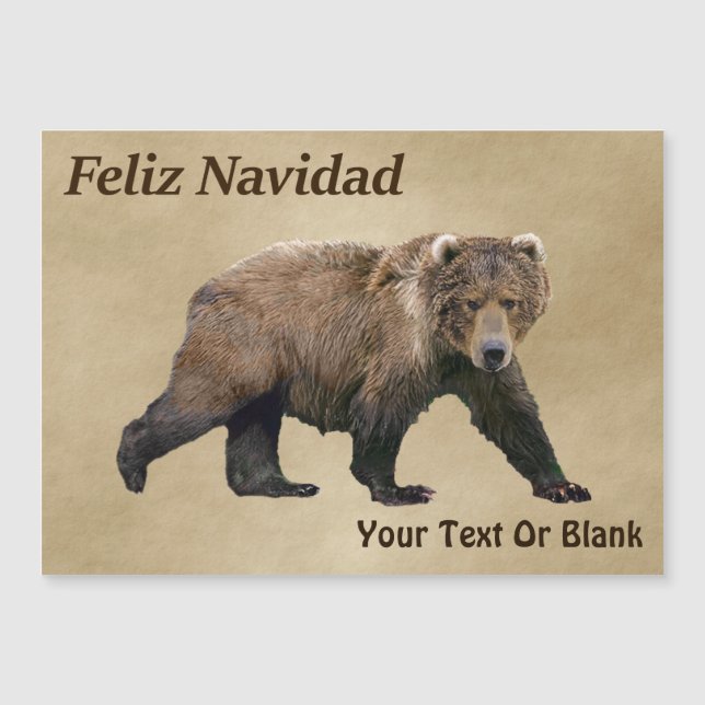 Feliz Navidad - Kodiak Bear Magnetkarte (Vorderseite)