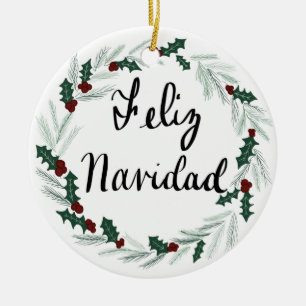 Feliz Navidad Kranz-Verzierung Keramik Ornament