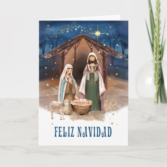 Feliz Navidad. Krippenkarten auf Spanisch Feiertagskarte (Vorderseite)